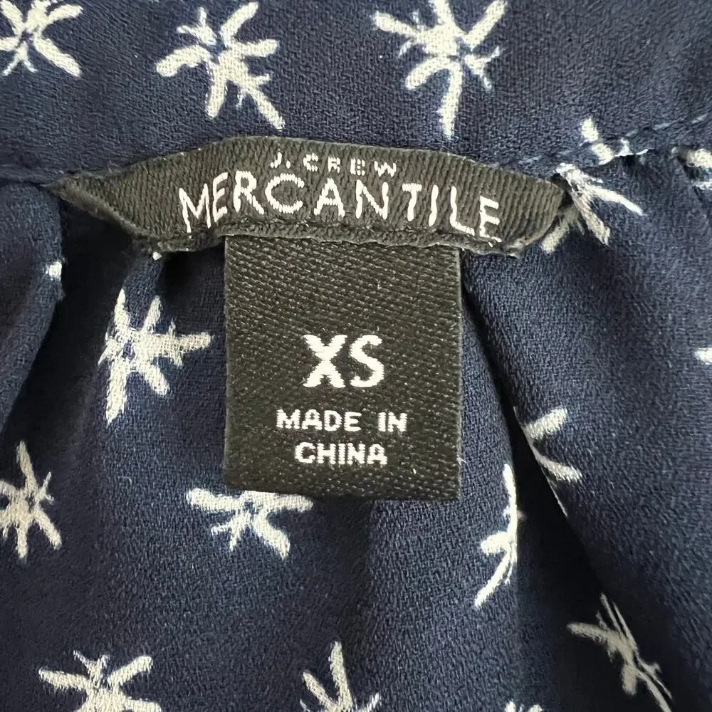 J. Crew Mercantile Navy Blue High Waisted Ruffle Hem Cap Sleeve Women's Dress XS